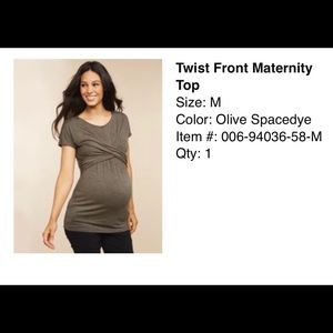 Maternity- twist tie olive colored shirt